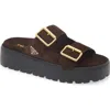Prada Fussbett Flatform Slide Sandal In Brown