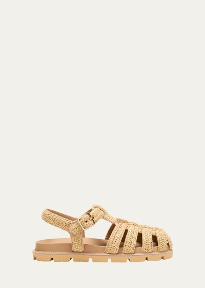 Prada Fussbett Raffia Fisherman Sandals In Naturale