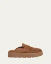 Prada Fussbett Suede Loafer Mules In Cacao