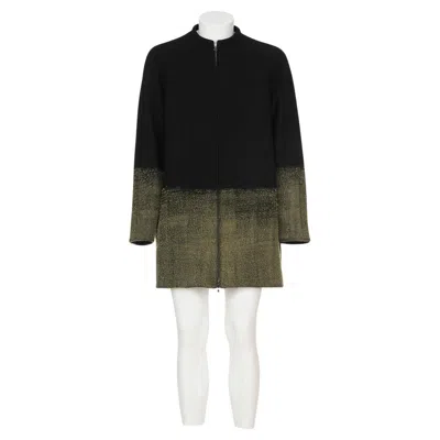 Pre-owned Prada Fw 07 Single Breasted Zippered Coat With Needle Punched Fabric In Black
