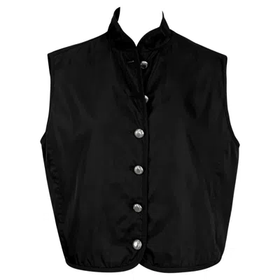Pre-owned Prada F/w 1994  Black Nylon Sleeveless Vest Nehru Jacket Xl