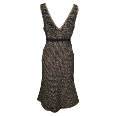 Pre-owned Prada F/w 2000 Tweed Midi Dress In Black