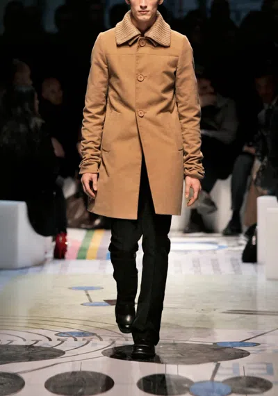 Pre-owned Prada F/w 2010 Runway Heavy Coat In Sand