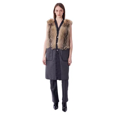 Pre-owned Prada F/w 2014 Runway Mens Fur Waistcoat In Black