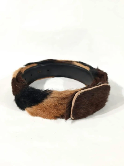 Pre-owned Prada Fw 2017 Pony Fur Belt In Brown/black/mustard