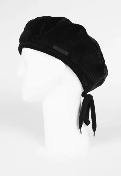 Pre-owned Prada Fw17 Black Corduroy Beret
