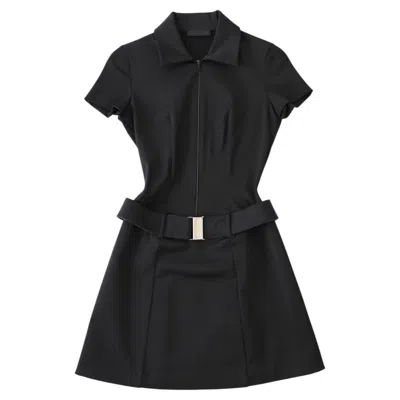 Pre-owned Prada Fw1995 Black Short Sleeve Nylon Mini Dress As Seen On Kate Moss (xs) In Green