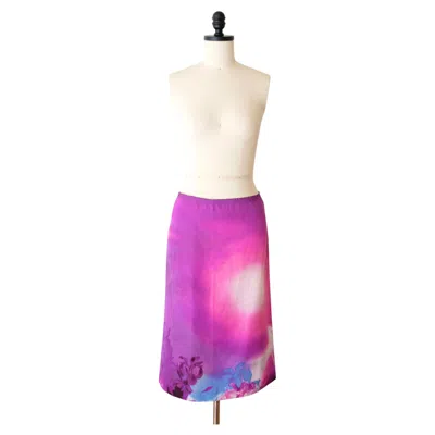 Pre-owned Prada Fw2004 Sunset Print Midi Skirt (xs) In Purple