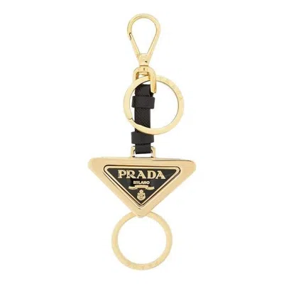 Prada Fw24 Key Ring 'black Gold' In Red