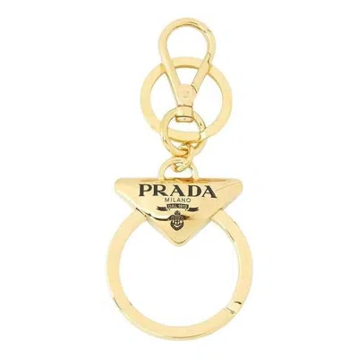 Prada Fw24 Logo Keyring 'gold' In Pattern
