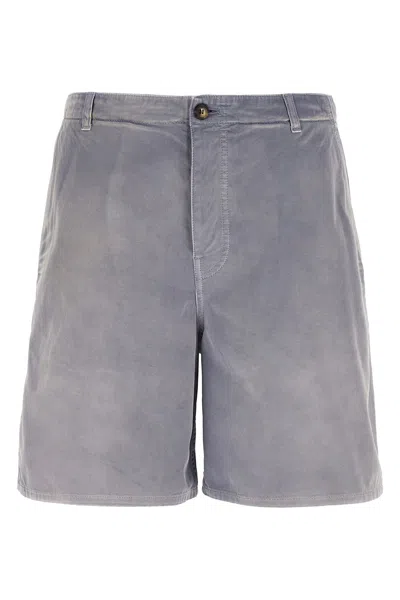 Prada Gabardine Bermuda Shorts In Gray