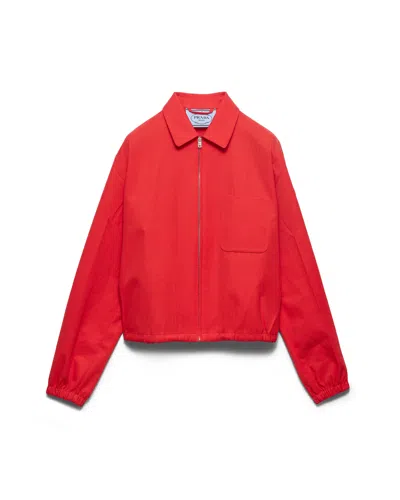Prada Gabardine Blouson Jacket In Red