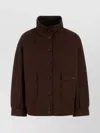 Prada Gabardine Jacket With Long Sleeves And Pockets In Brown