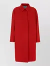 Prada Gabardine Overcoat Front Pockets Notched Lapel In Red