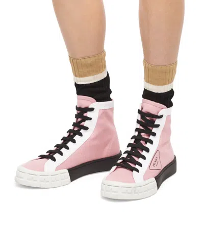 Pre-owned Prada Gabardine Pink High Tops Sneakers Shoes