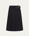 Prada Gabardine Pleated Midi Skirt