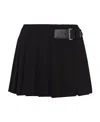 Prada Gabardine Pleated Miniskirt In Black