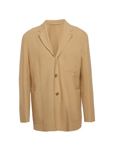 Pre-owned Prada Gabardine Regular Fit Blazer In Neutral