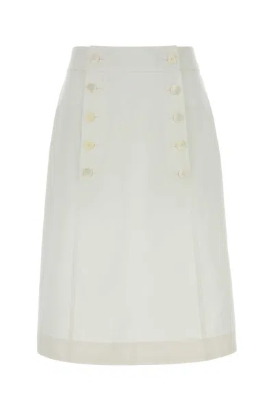 Prada Gabardine Skirt In White