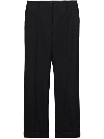 Prada Gabardine Wide-leg Trousers In Black