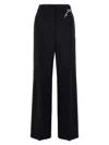 Prada Embellished Wool Gabardine Wide-leg Pants In Black