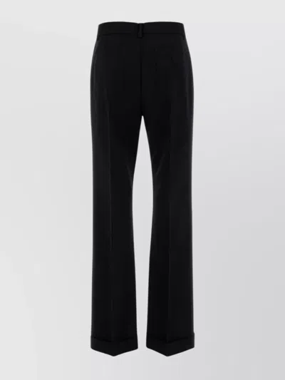 Prada Gabardine Trousers Tailored Cuffed Hem In Black