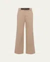 Prada Belted High-waist Trousers In Kaki
