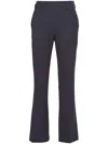 Prada Gabardine Flared Ankle Trousers In Blue
