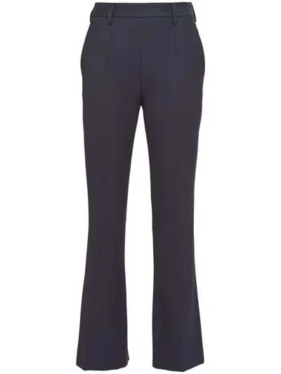PRADA GABARDINE WOOL FLARED TROUSERS