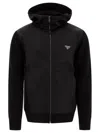 Prada Gabardine Zip-up Hoodie In Black