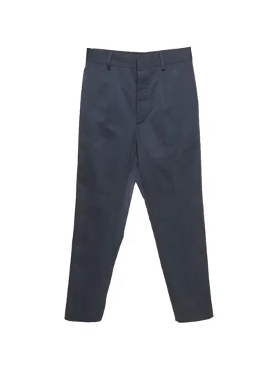 Pre-owned Prada Gabardine-weave Cotton Chino Trousers In Blue