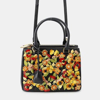 Pre-owned Prada Galleria 2way Shoulder Bag Black/multicolor Saffiano Leather