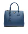 Prada Small Double Saffiano Shoulder Bag In Dark Purple Blue
