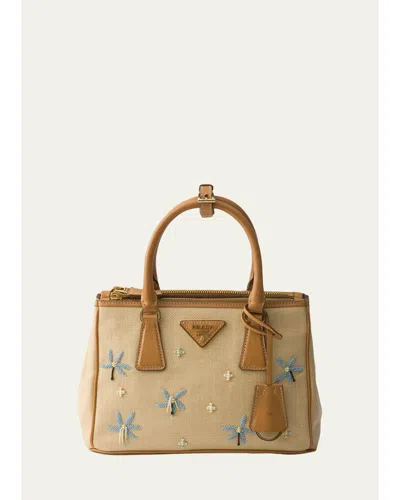 Prada Galleria Beaded Tote Bag In Naturale