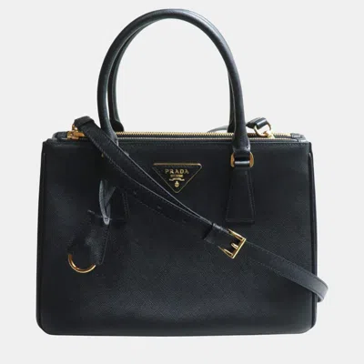 Pre-owned Prada Galleria Black Saffiano Leather Medium Shoulder Bag