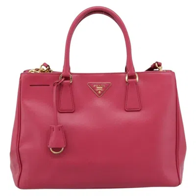 Pre-owned Prada Galleria Double Zip Saffiano Leather Pink Leather Tote Bag Bag ()