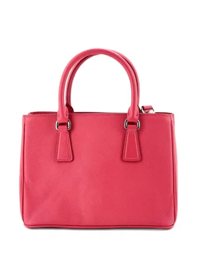 Pre-owned Prada Galleria Double Zip Tote Saffiano Leather Mini Crossbody Bag In Pink