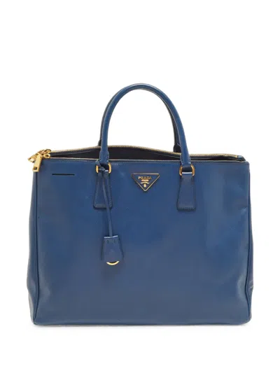 Pre-owned Prada Galleria Double-zip Tote Bag In Blue