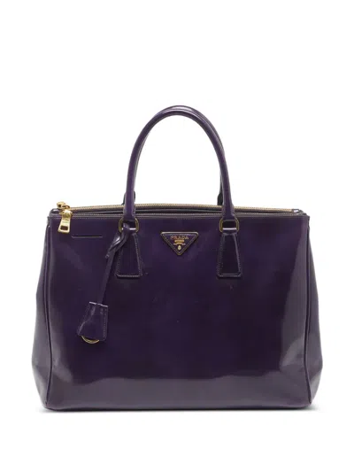 Pre-owned Prada Galleria Double-zip Tote Bag In Purple