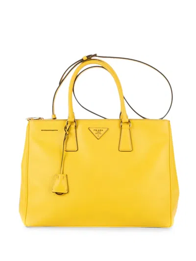 Pre-owned Prada Galleria Double-zip Tote Bag In Yellow