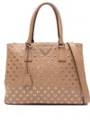 Prada Galleria Eyelet-embellishment Tote Bag In Brown