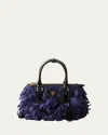 Prada Galleria Feathered Leather Top-handle Bag