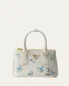 Prada Galleria Floral Leather Top-handle Bag In F0009 Bianco