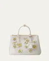 Prada Galleria Floral Leather Top-handle Bag In F0e1a Bianco Ananas