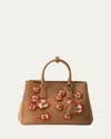 Prada Galleria Floral Leather Top-handle Bag In F0p6k Naturale Arancio