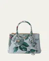 Prada Galleria Flower-print Leather Top-handle Bag In Green