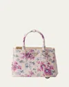 Prada Galleria Flower-print Leather Top-hanlde Bag In F0638 Begonia