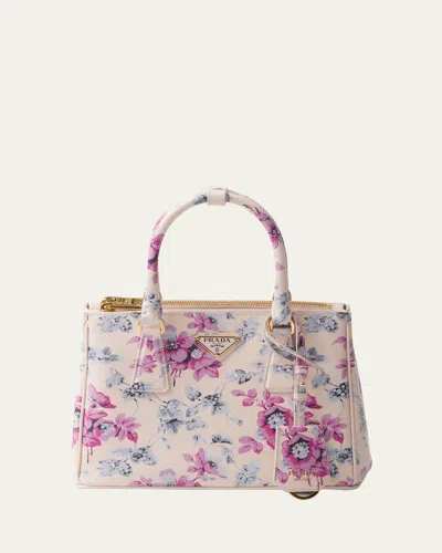 Prada Galleria Flower-print Leather Top-hanlde Bag In F0638 Begonia