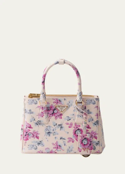Prada Galleria Printed Saffiano Leather Bag In Begonia Pink