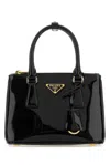 Prada Galleria Mini Patent Top-handle Bag In Black